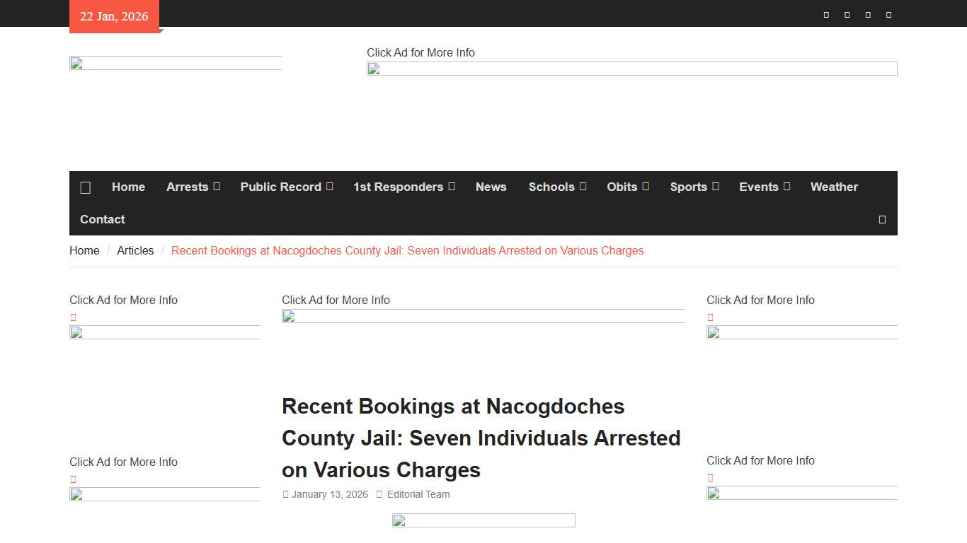 Recent Bookings at Nacogdoches County Jail: Seven Individuals Arrested on Various Charges |